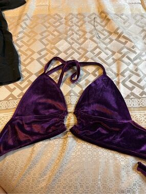Velvet Ring-Front Bandeau Top - Deep Purple